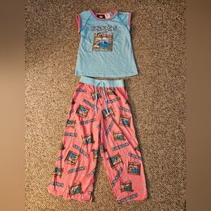 Bobby Jack Girls Bunk Buddies Blue Pink Pajamas Size XS 6/6X